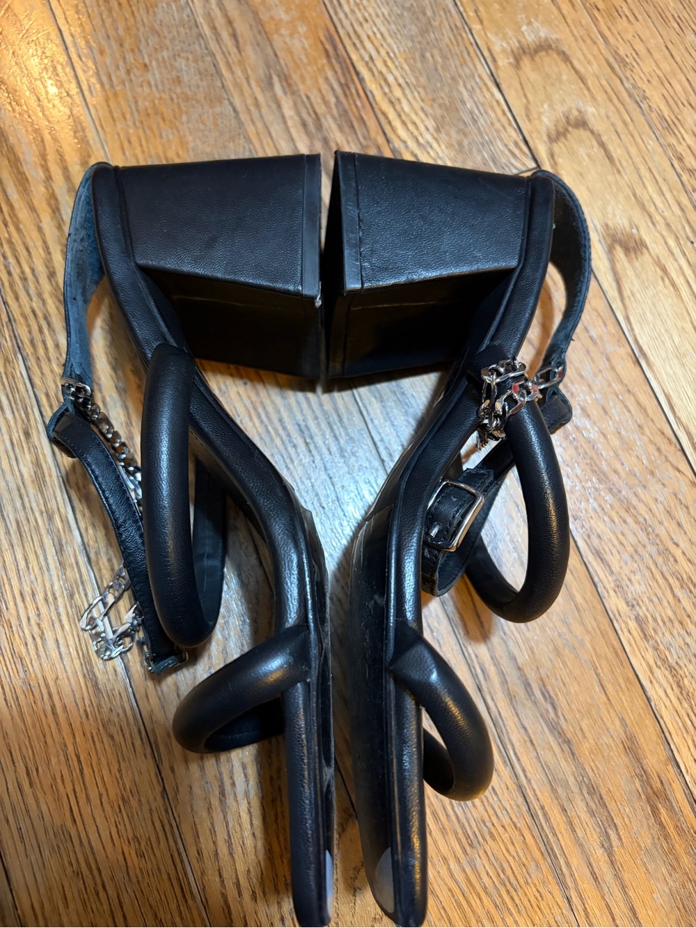 Black Free People Parker Chain Heels size 37.5 EU or 7.5 US - Picture 8 of 11